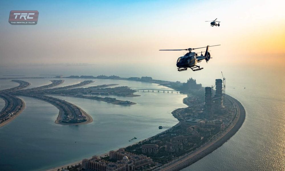 flying in a helicopter in Dubai 