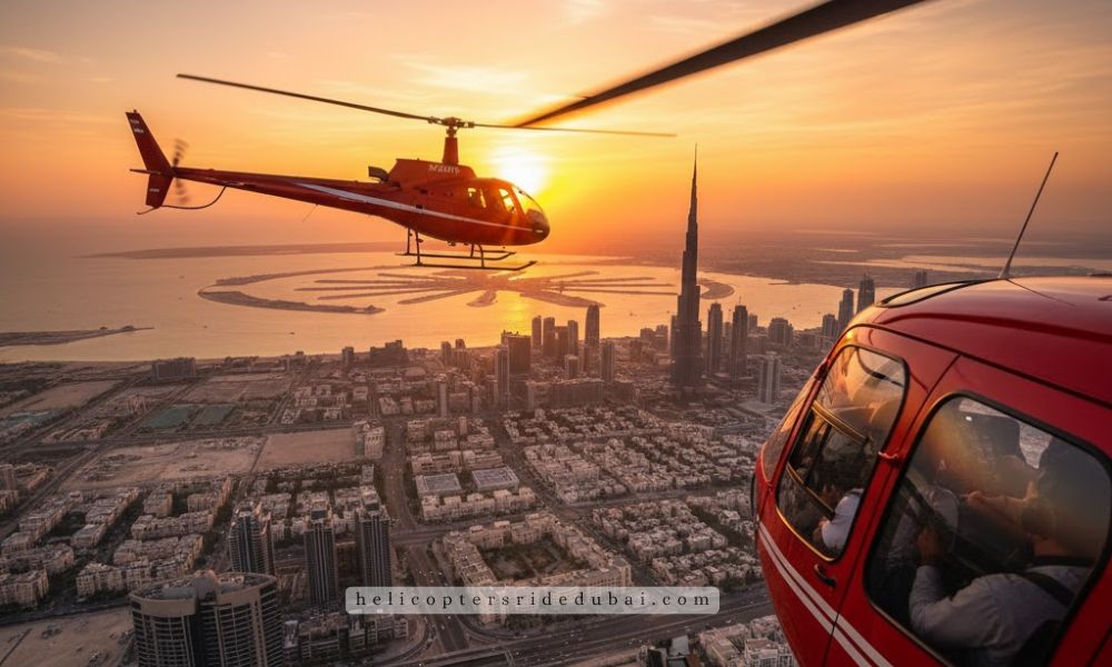 sunset helicopter view